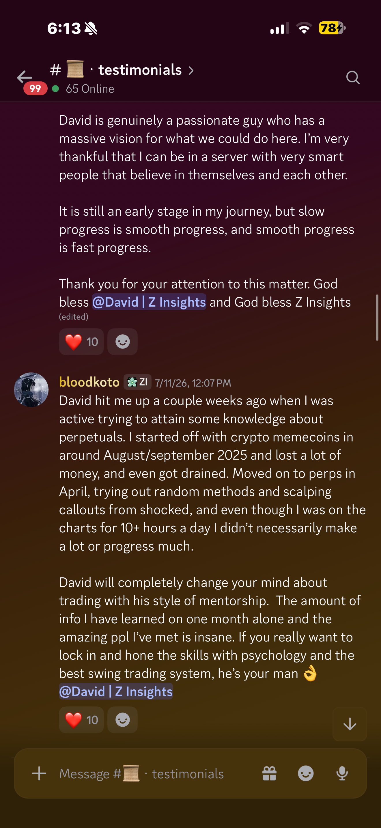 Community member testimonial 5